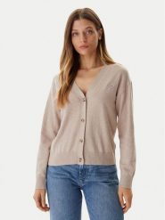 Guess Jeans Kardigan W4BR16 Z3HO2 Beżowy Regular Fit. Brązowe kardigany damskie Guess Jeans, m, z aplikacjami, z jeansu. Za 329.99 zł.