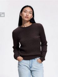 Sweter z domieszką wiskozy - brązowy. Brązowe swetry klasyczne damskie Reserved, l, z dzianiny, bez kołnierzyka. Za 99.99 zł.