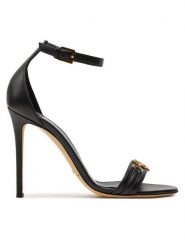 Elisabetta Franchi Sandały SA-06L-46E2-V500 Czarny. Czarne sandały damskie Elisabetta Franchi, bez wzorów, ze skóry, bez obcasa, na szpilce. Za 1,619.00 zł.