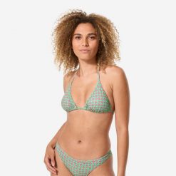 Góra kostiumu kąpielowego damska Decathlon Mae Keyshot. Brązowe bikini damskie Decathlon, bez wzorów. Za 29.99 zł.