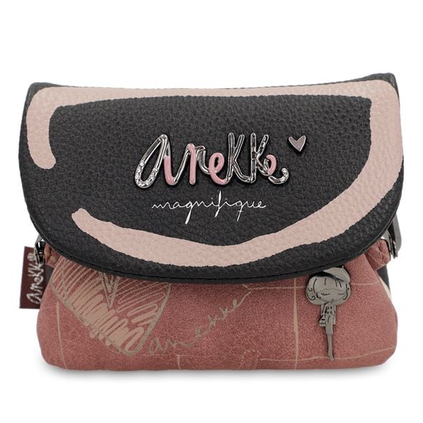 Brązowy Mały Damski Portfel Z Klapką Anekke. Brązowe portfele damskie Anekke, z aplikacjami, z materiału. Za 129.00 zł.