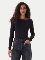 Tommy Jeans Bluzka DW0DW21548 Czarny Slim Fit. Czarne bluzki damskie Tommy Jeans, xl, bez wzorów, z bawełny, bez ramiączek. Za 239.99 zł.