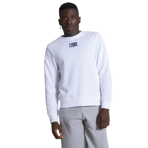 Męska bluza z okrągłym dekoltem Summer Basic. Białe bluzy bez kaptura męskie LEONE 1947 APPAREL, l, z tkaniny. Za 131.35 zł.