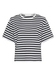 MOSS COPENHAGEN Koszulka "Kemba Bahara" w kolorze czarno-białym rozmiar: L/XL. Białe bluzki damskie MOSS COPENHAGEN, l, bez wzorów, z bawełny, bez kołnierzyka, bez ramiączek. Za 113.99 zł.