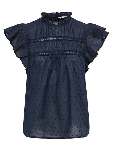 ONLY Bluzka Katti 15337637 Granatowy Regular Fit. Niebieskie bluzki damskie Only, s, bez wzorów, z bawełny, bez ramiączek. Za 99.99 zł.