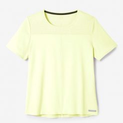 Koszulka do biegania damska Kalenji Dry+ Breath. Żółte t-shirty damskie KALENJI, l, bez wzorów, z materiału, bez kołnierzyka. Za 49.99 zł.