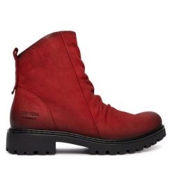Botki Josef Seibel. Czerwone botki damskie Josef Seibel, bez obcasa, na płaskiej podeszwie, bez zapięcia. Za 409.99 zł.