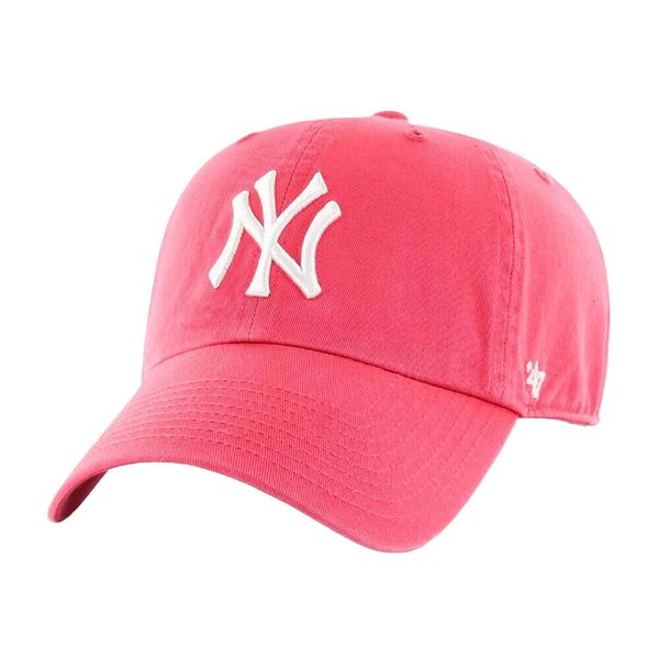 Czapka Z Daszkiem Clean Up New York Yankees. Czerwone czapki męskie 47 Brand, bez wzorów, z bawełny. Za 156.99 zł.