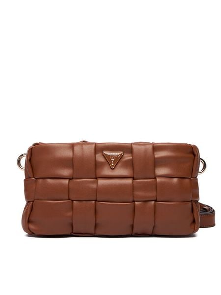 Guess Torebka Marion Mini HWWG80 72720 Brązowy. Brązowe listonoszki damskie Guess, z aplikacjami, ze skóry, bez dodatków. Za 329.99 zł.