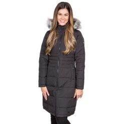 Kurtka Puchowa Damska Phyllis. Czarne kurtki damskie Trespass, l, bez wzorów, z materiału, z kapturem. Za 339.99 zł.