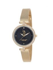 U.S. Polo Assn. Zegarek kwarcowy w kolorze złoto-czarnym rozmiar: onesize. Czarne, analogowe zegarki damskie U.S. Polo Assn., metalowe. Za 208.99 zł.