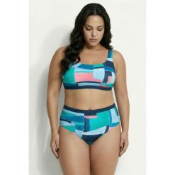 Damskie Bikini graficzny nadruk miękkie miseczki regulowane ramiączka. Niebieskie bikini damskie Ulla Popken, bez wzorów, plus size. W wyprzedaży za 191.99 zł.