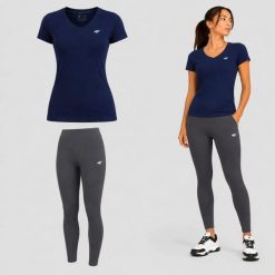 ZESTAW DAMSKI 4F T-SHIRT + LEGGINSY SPORTOWY KOMPLET NA CO DZIEŃ L SS26. Legginsy damskie 4f, l, bez wzorów, z bawełny. Za 88.50 zł.