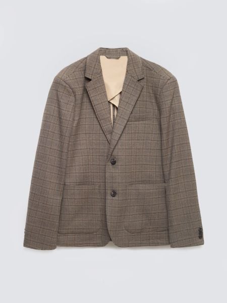 Marynarka męska z dodatkiem wełny w kratę brązowa Branson 803. Brązowe marynarki męskie Big Star, bez wzorów, z jeansu. Za 359.99 zł.