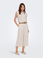 ONLY Bluzka w kolorze beżowym rozmiar: XL. Brązowe bluzki damskie Only, xl, bez wzorów, bez kołnierzyka, bez ramiączek. Za 87.40 zł.
