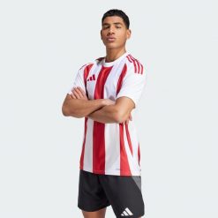 Koszulka Striped 24. Białe t-shirty sportowe męskie Adidas, m, z materiału, bez ramiączek, do piłki nożnej. Za 129.00 zł.