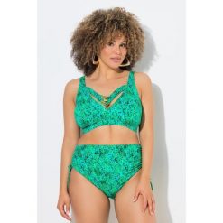 Damskie Bikini wzór zwierzęcy miękkie miseczki ozdobne tasiemki. Zielone bikini damskie Ulla Popken, bez wzorów, plus size. W wyprzedaży za 191.99 zł.