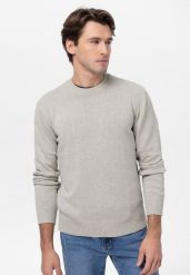 Bawełniany sweter S-RAYAN. Białe swetry męskie Volcano, l, bez wzorów, z bawełny, bez kołnierzyka. Za 159.99 zł.