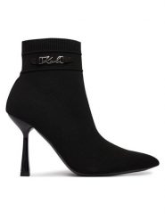 KARL LAGERFELD Botki Pandara KL31346A Czarny. Czarne botki damskie Karl Lagerfeld, z materiału, bez obcasa, na szpilce, bez zapięcia. Za 879.99 zł.