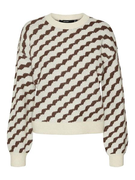 Vero Moda Sweter w kolorze kremowo-brązowym rozmiar: XL. Brązowe swetry klasyczne damskie Vero Moda, xl, bez kołnierzyka. Za 96.14 zł.