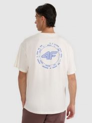 4F T-shirt oversize z nadrukiem męski - beżowy XXL. Brązowe t-shirty męskie 4f, m, bez wzorów, z bawełny, bez kołnierzyka. Za 69.99 zł.