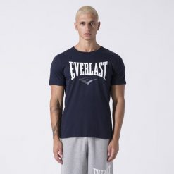 Ikoniczny T-Shirt Z Logo Niebieski Morski Bawelna. Niebieskie t-shirty męskie Everlast, m, bez wzorów, z bawełny, bez kołnierzyka. Za 124.00 zł.