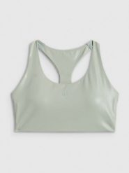 4F Biustonosz do jogi z niskim wsparciem damski - miętowy XL. Niebieskie biustonosze sportowe damskie 4f, bez wzorów, z gumy. Za 129.99 zł.