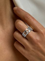 DI GIORGIO Srebrny pierścionek z cyrkoniami rozmiar: 54. Szare pierścionki damskie DI GIORGIO, z cyrkonią, srebrne. Za 287.16 zł.