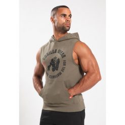 Marshall Bluza z kapturem bez rękawów - zielony. Zielone bluzy sportowe damskie GORILLA WEAR, l, bez wzorów, bez ramiączek, z kapturem. Za 255.00 zł.