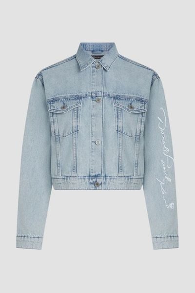 KARL LAGERFELD Kurtka jeansowa damska KLxDisney, Rozmiar S. Niebieskie kurtki damskie Karl Lagerfeld, s, bez wzorów, z bawełny, bez kaptura. W wyprzedaży za 1,219.99 zł.