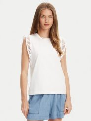 United Colors Of Benetton Bluzka 3IFVD10AC Biały Regular Fit. Białe bluzki damskie United Colors Of Benetton, s, bez wzorów, z bawełny, bez ramiączek. Za 79.99 zł.