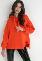 Pomarańczowa Bluza Oversize z Kapturem Kulsum. Brązowe bluzy z kapturem damskie Born2be, m, z bawełny. Za 99.99 zł.