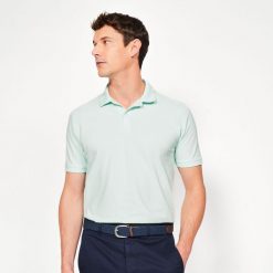 Koszulka polo do golfa męska z krótkim rękawem Inesis MW500. Zielone koszulki polo męskie INESIS, m, bez wzorów, z bawełny, bez ramiączek. Za 59.99 zł.