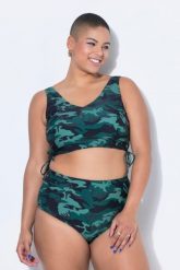 Damskie Figi od bikini wysoki stan moro efekt modelujący. Zielone bikini damskie Ulla Popken, bez wzorów, plus size. Za 91.99 zł.