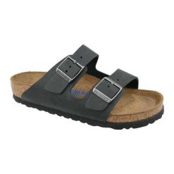Damskie Skórzane Klapki Arizona. Czarne klapki damskie Birkenstock, bez wzorów, z gumy, bez obcasa. Za 696.99 zł.