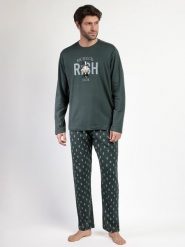 Disney Piżama "Disney" w kolorze ciemnozielonym rozmiar: XL. Zielone piżamy męskie Disney, xl, bez wzorów, z bawełny, bez ramiączek. Za 165.99 zł.