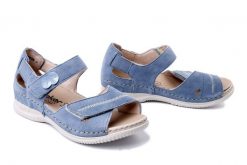RIEKER V7474-10 blue, sandały damskie. Niebieskie sandały damskie Rieker, bez wzorów, z gumy, bez obcasa, na koturnie. Za 251.93 zł.