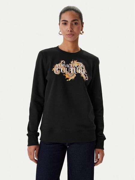 Versace Jeans Couture Bluza 80HAIE02 CF00E Czarny Regular Fit. Czarne bluzy bez kaptura damskie Versace Jeans Couture, xs, z bawełny. Za 1,069.00 zł.