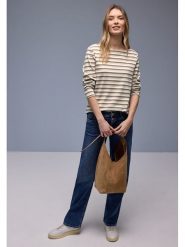 Street One Koszulka w kolorze szarobrązowo-biało-beżowym rozmiar: 40. Brązowe bluzki damskie Street One, bez wzorów, z bawełny, street, bez kołnierzyka, bez ramiączek. Za 110.29 zł.