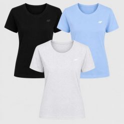 T-SHIRT DAMSKI 4F ZESTAW 3PAK KOSZULKA SPORTOWA KOMPLET XS F3308 SS26. Bluzki sportowe damskie 4f, uniwersalny, bez wzorów, z bawełny, bez ramiączek. Za 119.97 zł.