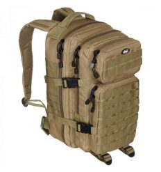 Modularny plecak Assault, 30 litrów, wiele kieszeni, kolor coyote tan MFH. Białe plecaki damskie MFH, bez wzorów, z materiału. Za 294.18 zł.