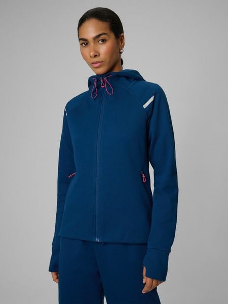 4F Bluza dresowa slim z kapturem damska - turkusowa XL. Niebieskie bluzy z kapturem damskie 4f, xl, z dresówki. Za 199.99 zł.