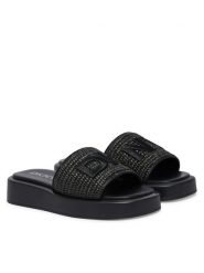 DKNY Klapki Ondara K2697988 Czarny. Czarne klapki damskie DKNY, bez wzorów, ze skóry, bez obcasa. Za 579.99 zł.