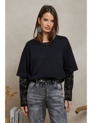 Plume Bluza "Reyne" w kolorze czarnym rozmiar: M. Czarne bluzy bez kaptura damskie Plume, m, z koronki. Za 118.56 zł.