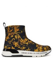 Versace Jeans Couture Botki 79VA3SA4 Czarny. Czarne botki damskie Versace Jeans Couture, z jeansu, bez obcasa, na płaskiej podeszwie, bez zapięcia. Za 509.99 zł.