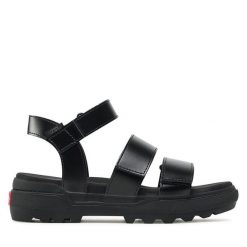 Sandały Vans. Czarne sandały damskie Vans, bez wzorów, bez obcasa, na płaskiej podeszwie. Za 399.99 zł.