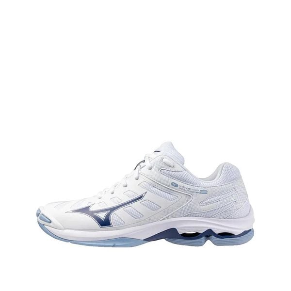 Buty sportowe Mizuno Wave Voltage 2 Białe/Niebieskie. Białe buty sportowe na co dzień damskie Mizuno, bez wzorów, z materiału, do piłki ręcznej, mizuno wave. Za 467.50 zł.