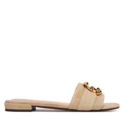 Klapki Coccinelle. Brązowe klapki damskie Coccinelle, bez wzorów, bez obcasa. Za 849.99 zł.