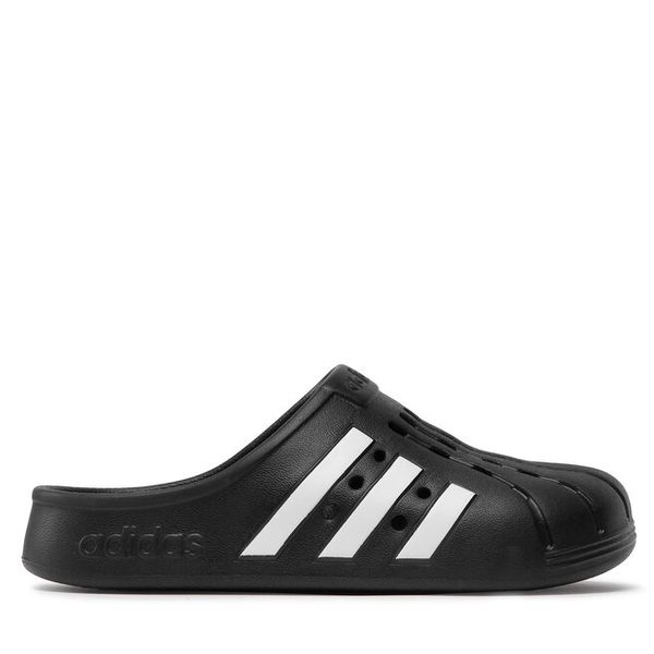 Klapki adidas. Czarne kalosze damskie Adidas, bez wzorów, bez obcasa. Za 169.99 zł.