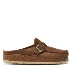 Klapki Birkenstock. Brązowe klapki damskie Birkenstock, bez wzorów, bez obcasa. Za 649.99 zł.